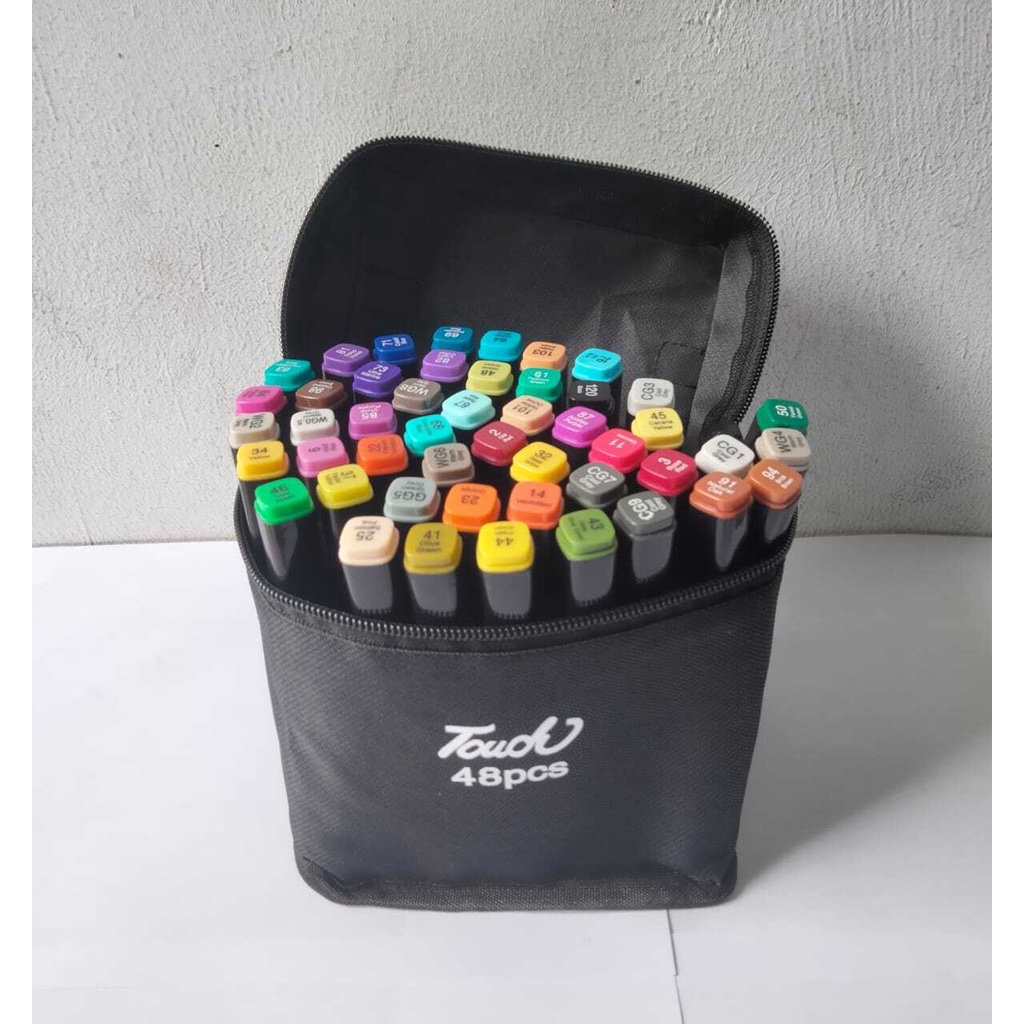 48 Pcs Pensil Warna Cair Highlighter Stabilo Dual Kepala Mewarnai Menggambar OSM-ST0104