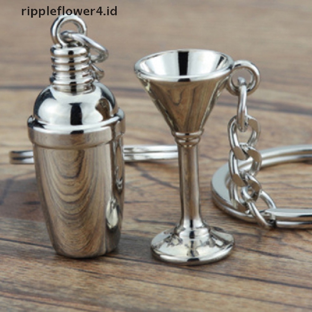 {rippleflower4.id} Fashion Kepribadian Bar Wineware Bartender Gantungan Kunci Hadiah Pesta Gantungan Kunci Mobil~