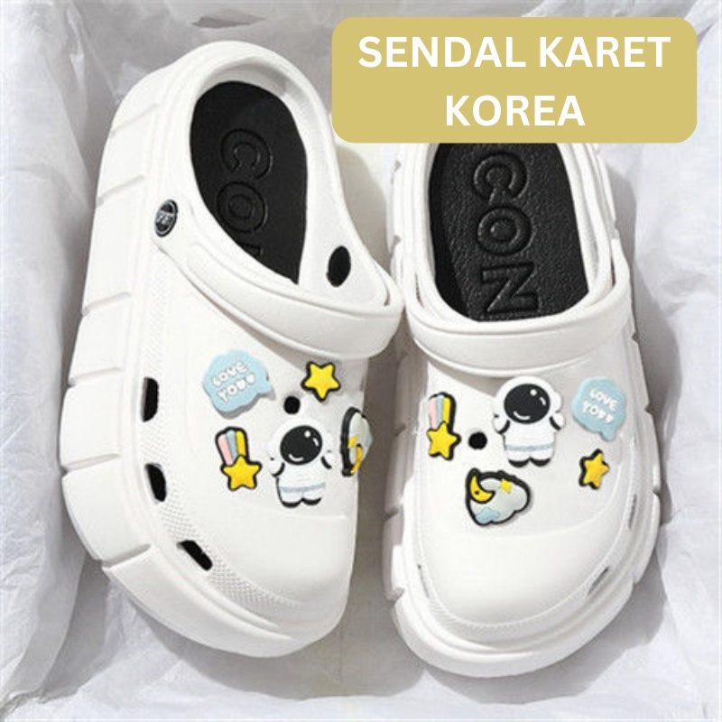 Mainland Sandal Fuji Korean Fashion Sendal Wedges Wanita Lucu Sandal Slip On Karet Jelly Outdoor HSN117