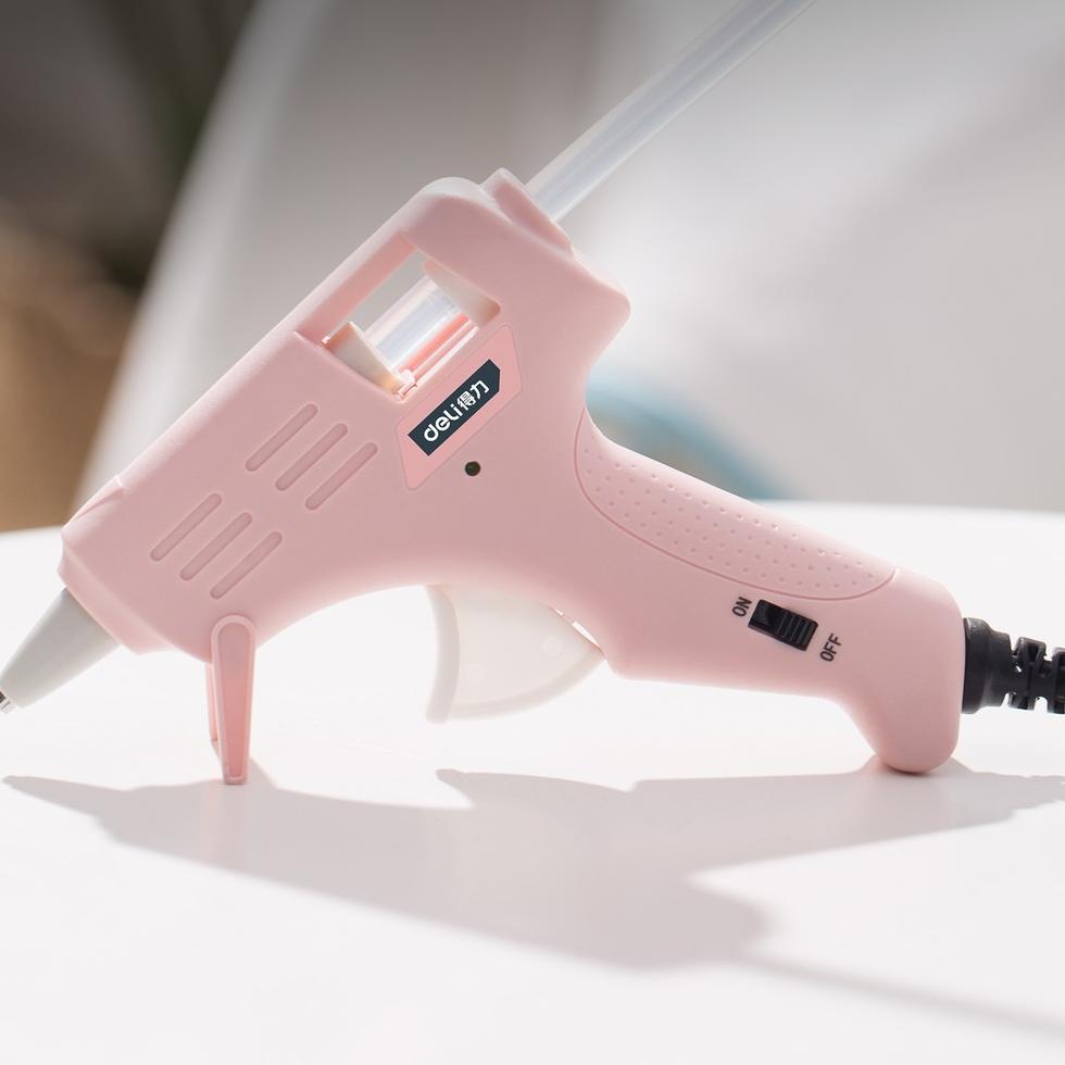 

G(6W❤) Deli Hot Melt Glue Gun/Lem Tembak 20W Warna Biru/Pink Gratis 10 Lem DL39002X /Alat Perkakas langsung kirim