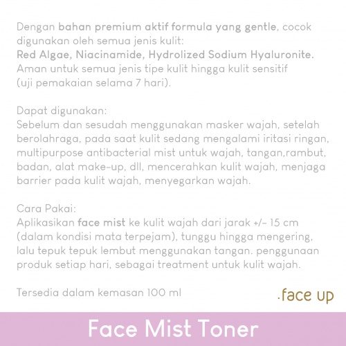 .FACE UP Face Mist Toner 100ml (SINERGIA)