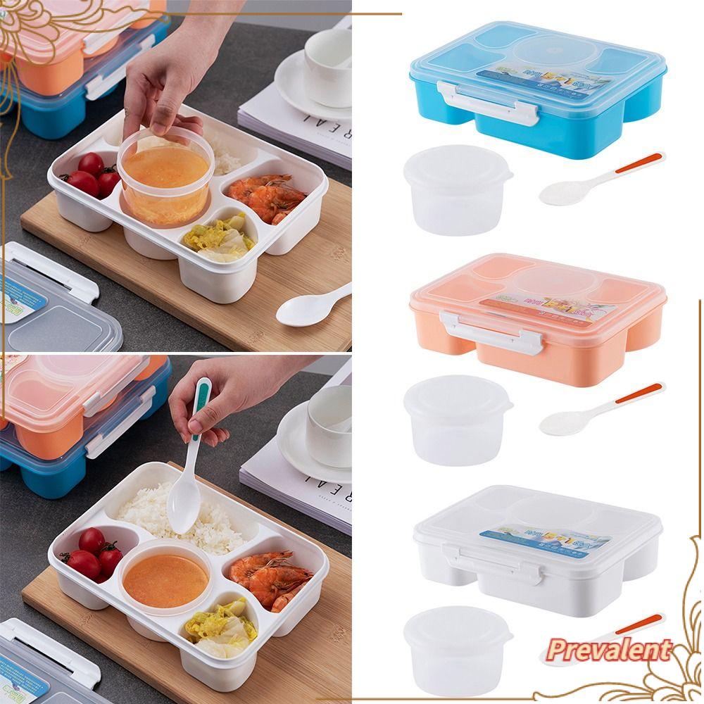 Preva Five Grids Lunch Box Mudah Dibersihkan Sealed Waterwash Microwave Bento Box