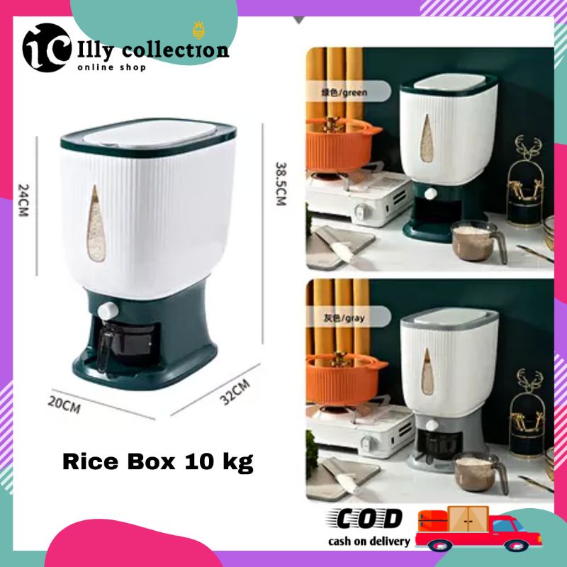 Dispenser Beras Otomatis 12 kg Rice Box / Dispenser Tempat Penyimpanan Beras