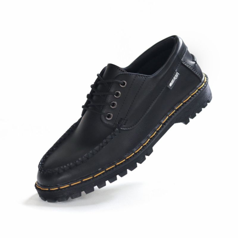 Sepatu Formal Casual Pria Hitam Tali Pantofel Pria Trendy Original Kulit Sintetis Kerja Kuliah Xshoesbdg.id x Monza Docmart