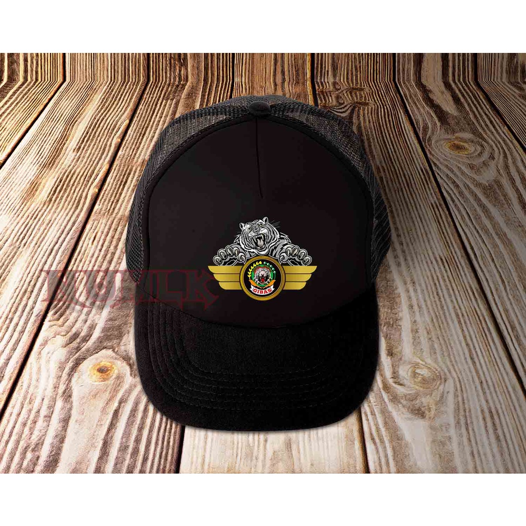 TOPI TRUCKER & TOPI RIMBA LOGO ORMAS GIBAS CINTA DAMAI