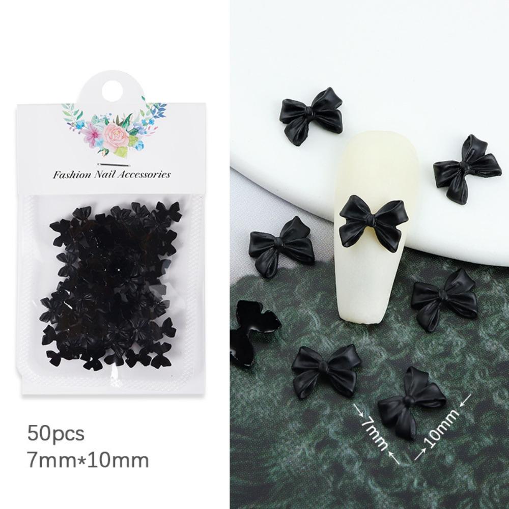 AUGUSTINA Agustinina Bow Nail Dekorasi Fashion Jepang Resin Warna Solid Hiasan Kuku 3D Nail Jewelry