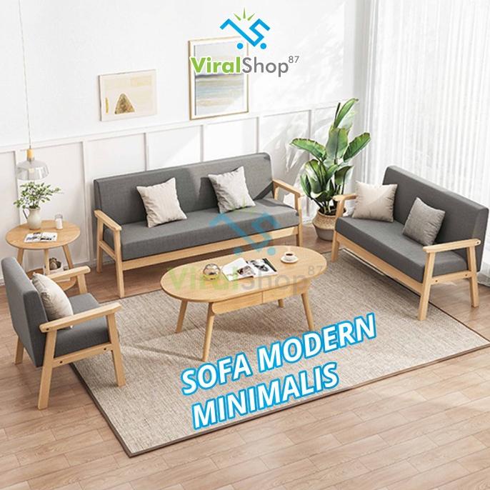 Jual SOFA MINIMALIS 2 SEATER KURSI TAMU SOFA KAYU SOLID MODERN SOFA ...