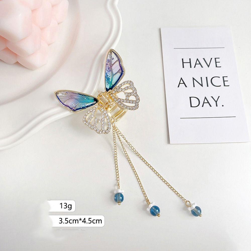 Agustina Butterfly Hair Claw Jepit Rambut Hair Clip Hiu Klip Mutiara Hiasan Kepala Berlian Ponytail Holder Untuk Wanita Gaya Korea Hair Stick