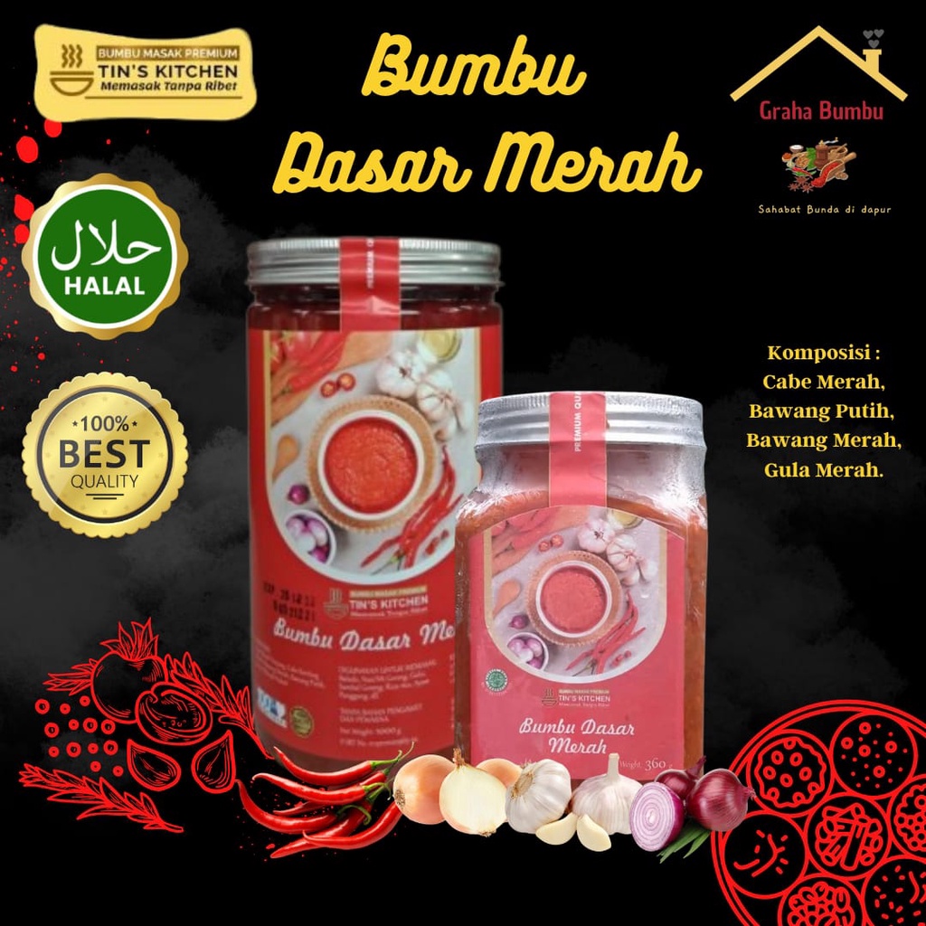 

Bumbu Dasar Merah Instan 360gr & 1kg Tins Kitchen