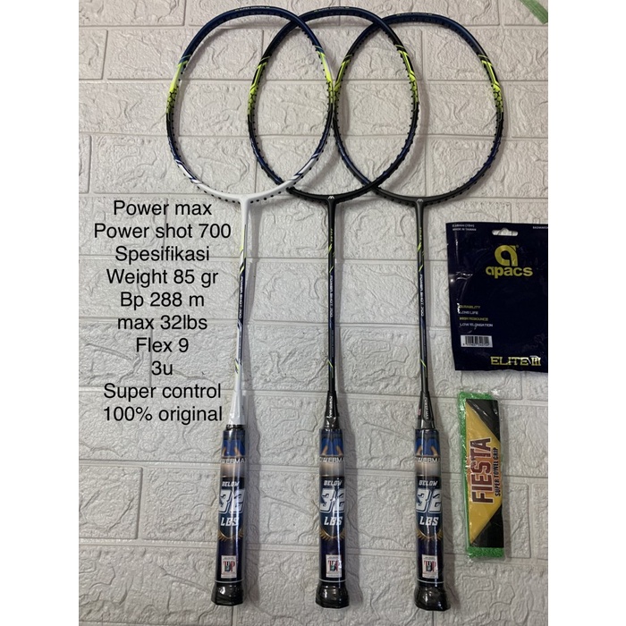 Raket Raket Badminton Power Max Power Shot 700 Super Control Kuat 32Lbs Ori