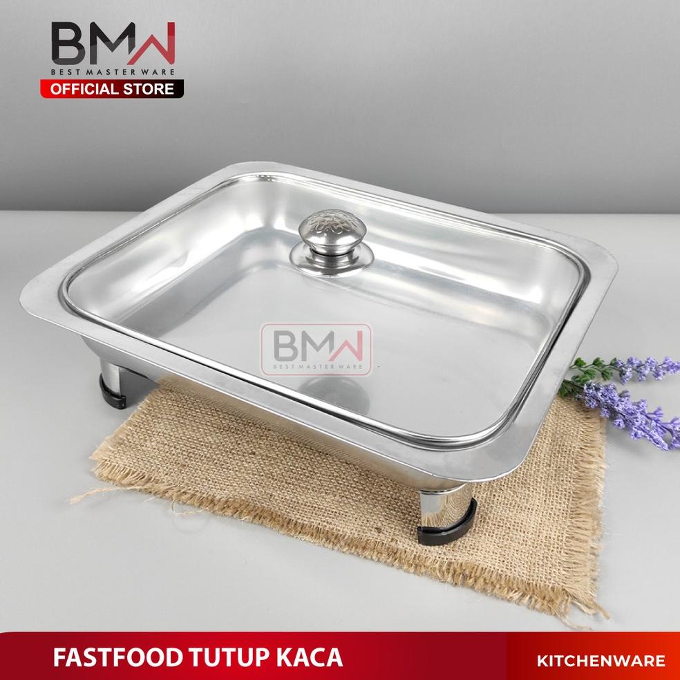HOT ITEM ㊊ BMW Kitchen Ware - Tempat Prasmanan wadah lauk sayur Fast Food Tutup Kaca hidangan stainl