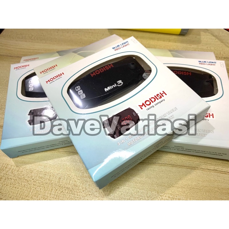 Voltmeter Modish 3in1 Jam Suhu Aki Universal Semua Motor