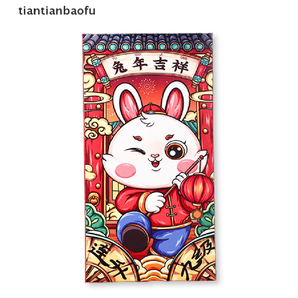 [tiantianbaofu] 2023tahun Baru Amplop Merah Festival Musim Semi Kelinci Lucu Kantong Merah Keberuntungan Paket Uang Kartun Hadiah Tas Butik