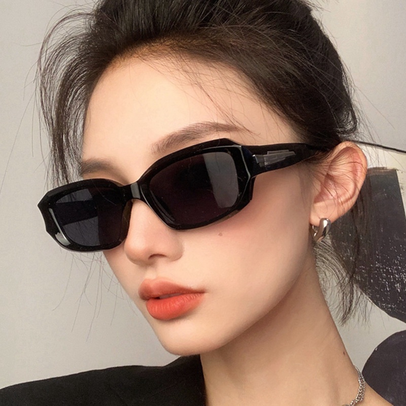 Kacamata Hitam Bingkai Persegi Kecil Hip Hop Untuk Wanita Pria Kacamata Pelindung Matahari