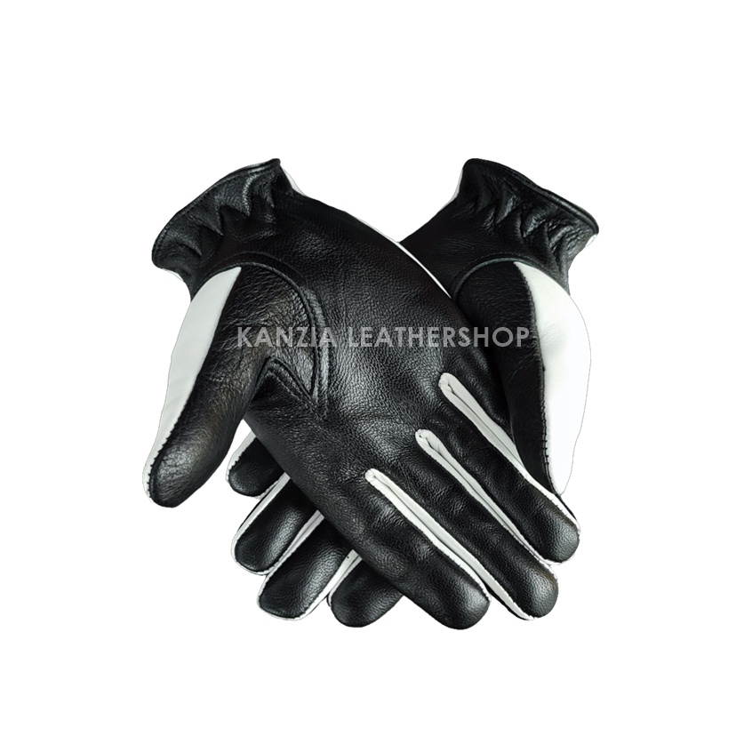 Kanzia Leathershop Sarung Tangan Kulit Black n White Full