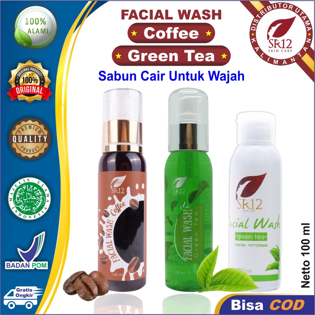 Facial Wash SR12 | Facial Wash Coffee SR12 &amp; Facial Wash Green Tea SR12 | Sabun Wajah SR12 Skincare