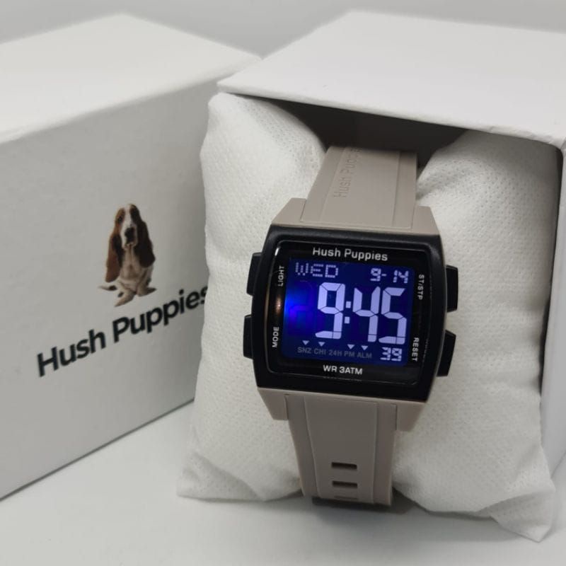 (Cod)Jam Tangan Unisex Hushpuppies Hp 2111 Digital Anti Air Strap Rubber/Karet(Dikirim Jakarta)