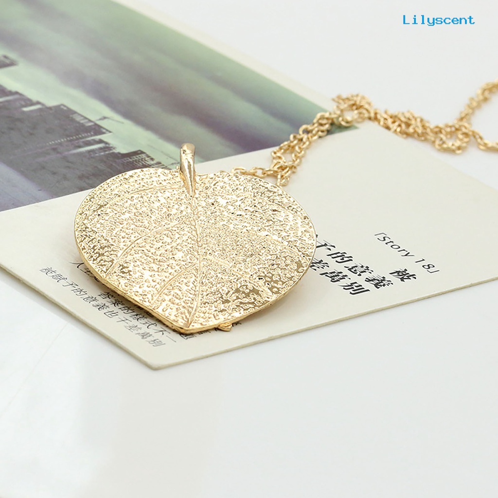 [LS]Chain Elegant Leaf Charm Anggun Tekstur Bening Hias Colorfast Kalung Tanaman Hidup Kekinian