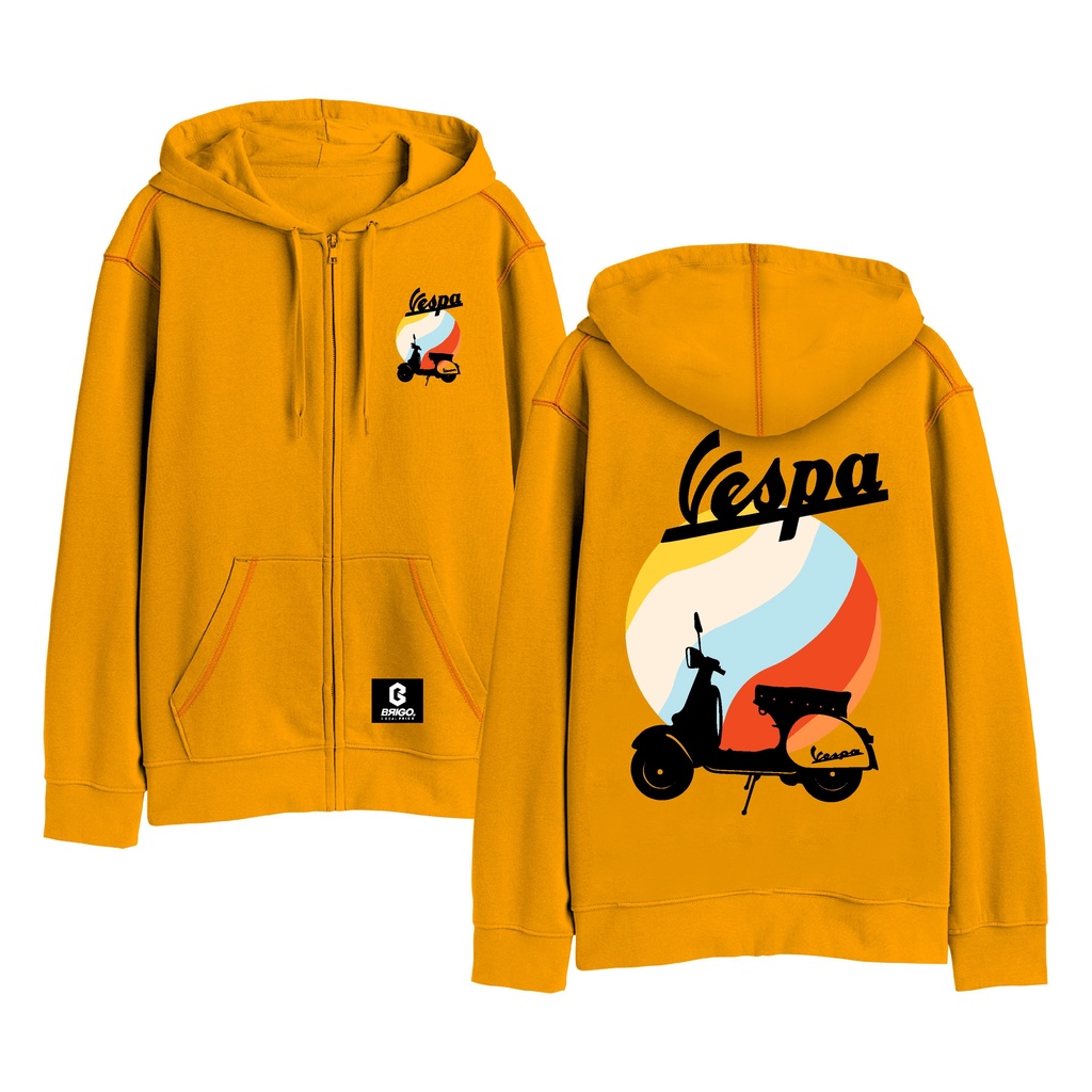 BRIGO X VESPA CLASIC Zipper Jumper Hoodie II Sweater Hoodie Resleting BRIGO X VESPS Sablon DTF Fleece Cotton IIM-XXL (Pria &amp; Wanita) Free stiker&amp;Gantungan Kunci