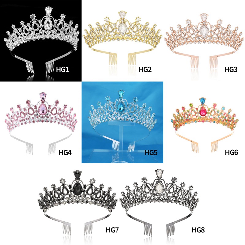 Tiara Mahkota Kristal Imitasi Tiara Dengan Sisir Bando Untuk Wanita Perempuan Pernikahan Prom Pesta Ulang Tahun Princess Vintage Brida
