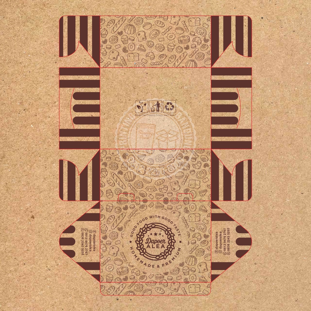 Dus Snack Box Kraft 290gsm Custom Cetak  Kotak Kue Fried Chicken Roti Bakar Martabak Singkong Keju