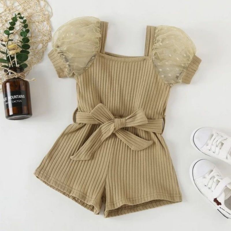 Jumpsuit Cleopatra Belt Outfit Solid Colour Baby Clothes 2-4 tahun