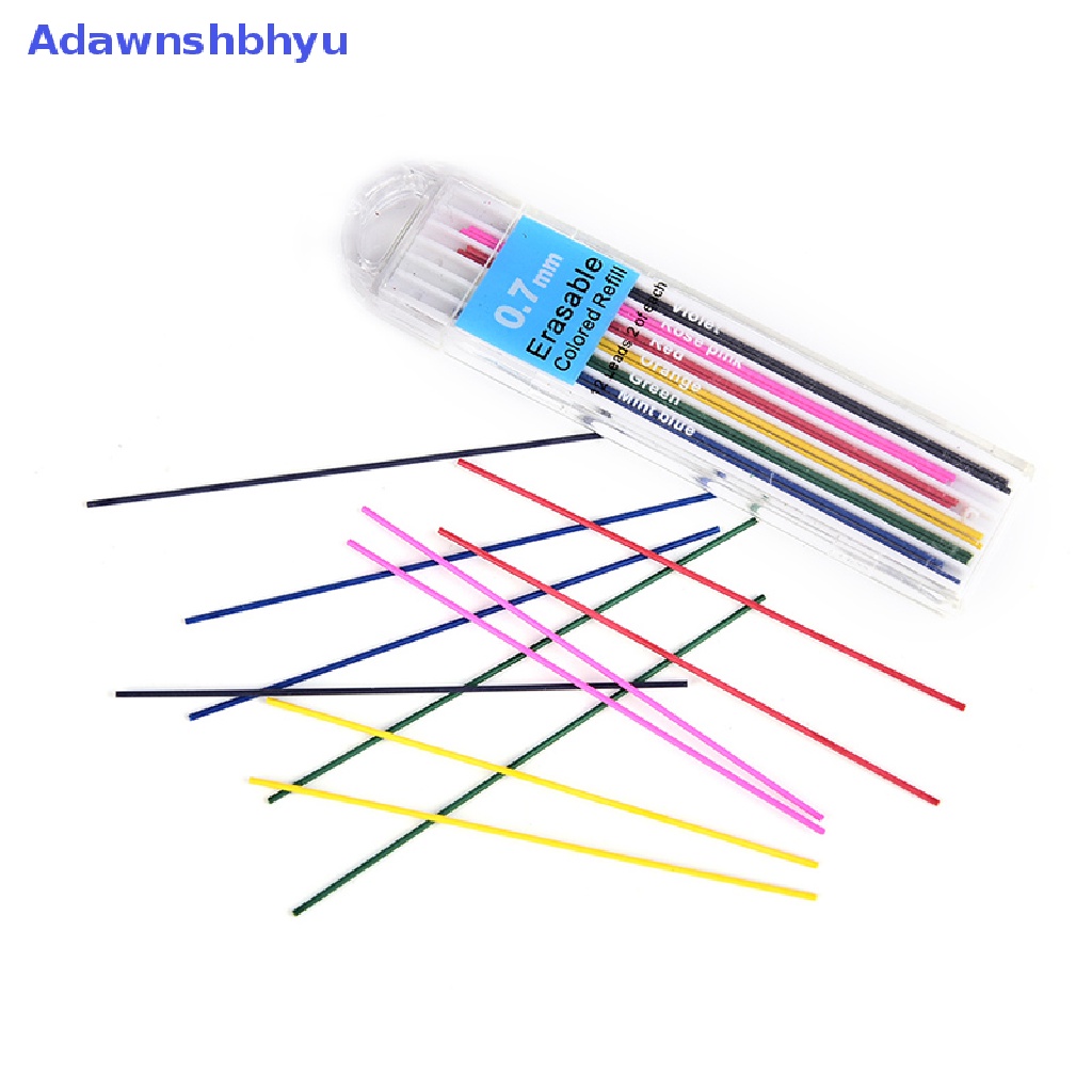 Adhyu 1kotak Refill Pensil Mekanik Berwarna 0.7mm Dapat Dihapus Siswa Stationary ID