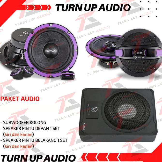 Paket Audio Mobil Venom Subwoofer Kolong Vx8.2A Speaker Venom Vertigo