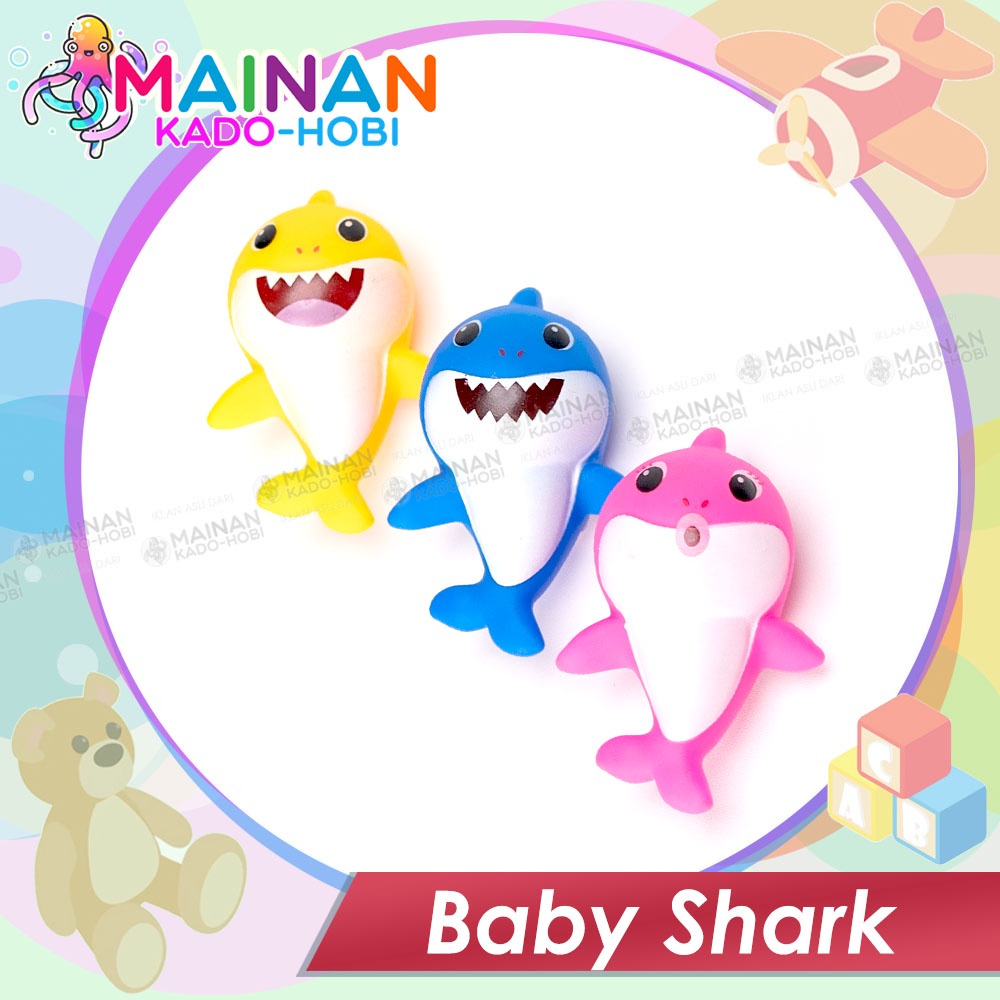 MAINAN MANDI ANAK BAYI BUNYI BABY SHARK HIU KARET