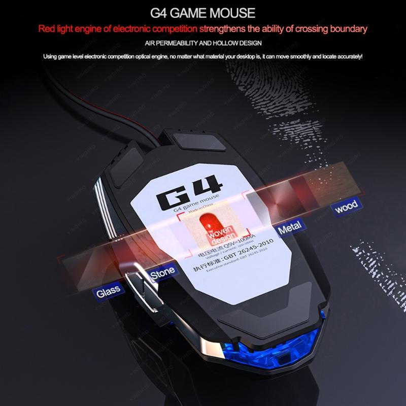 G4 Mouse Kabel DPI Adjustable 1200-1600-2400-3200 Komputer Office Mouse Lampu Led USB Gaming Mice Untuk PC Notebook Laptop Non Slip Wired Gamer Mouse