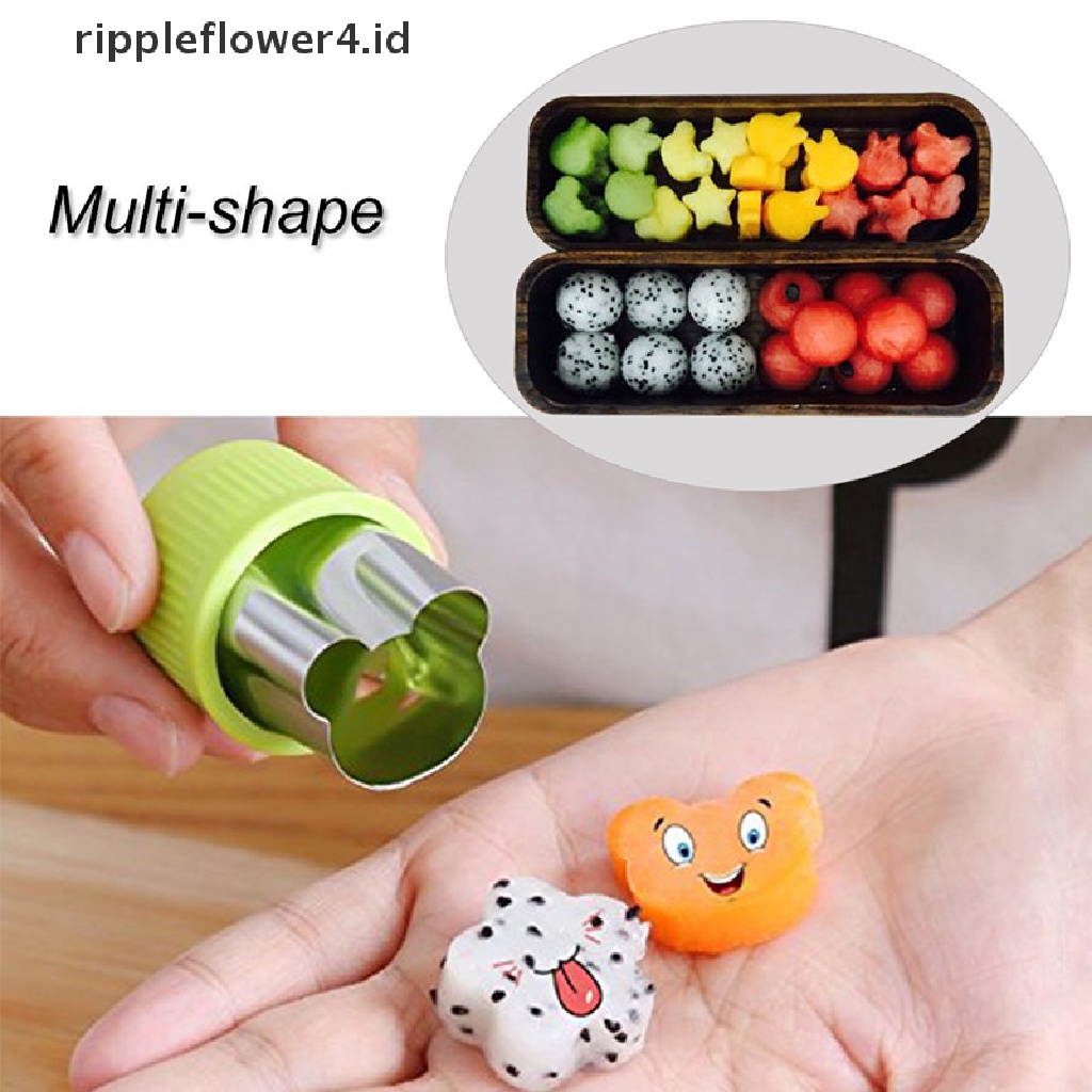 {rippleflower4.id} 6/9pcs Alat Masak Portable Pemotong Sayuran Gagang Plastik Stainless Steel Buah Cutg Die Gadget Dapur~