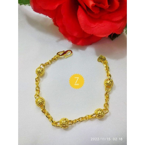 TERMURAH GELANG RANTAI NORI BOLA LAPIS EMAS 24K