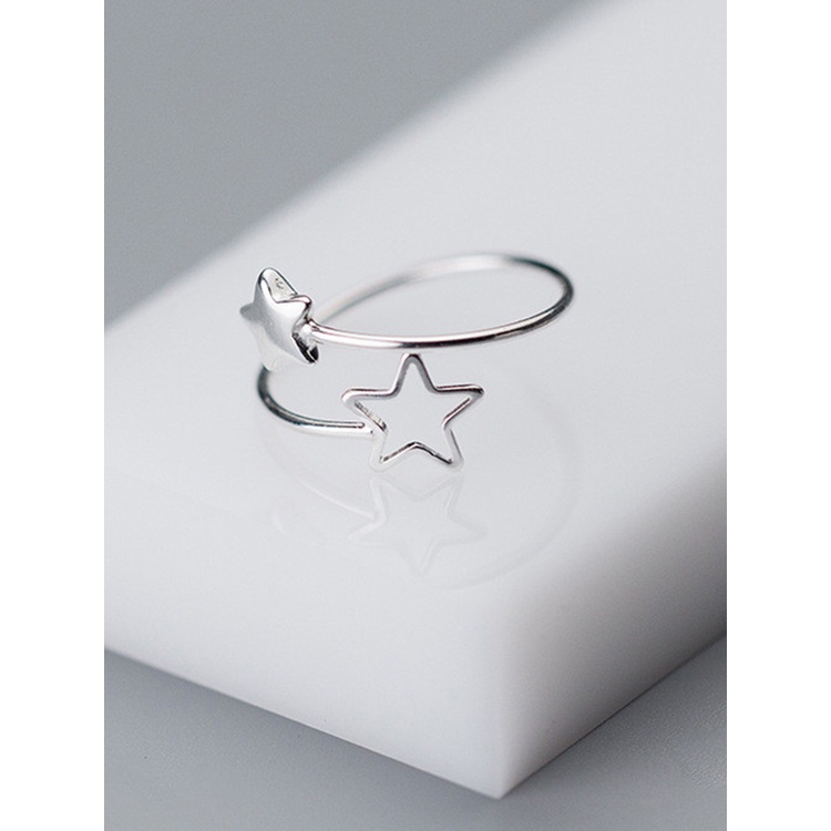 Fancyqube Cincin925 Sterling Silver Bintang Dapat Disesuaikan Untuk Fashion Wanita Pesta Perhiasan Minimalis