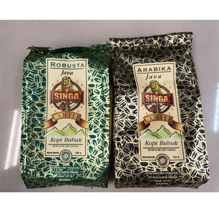 

⇅ Singa kopi bubuk Robusta / Arabika / Special blend pck 180gr .,.,