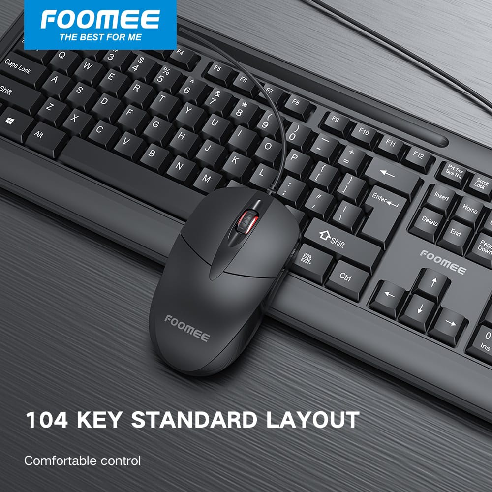 C_   Keyboard Set FOOMEE VB10 Wired Keyboard &amp; Mouse Set kantor style