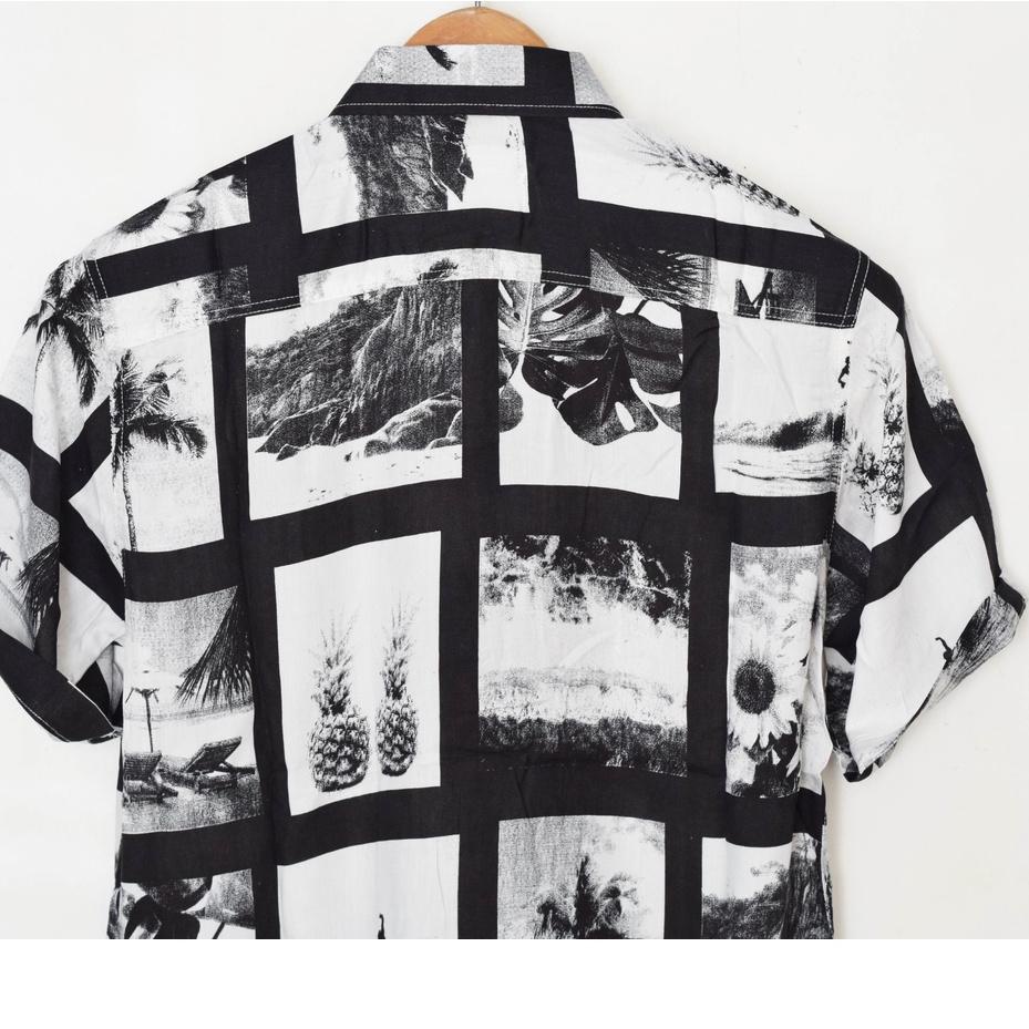 READY ✅Kemeja Pria/Cowok Motif Printing Lengan Pendek Kemeja Motif Daun Kembang dan Bunga Abstrak Ke