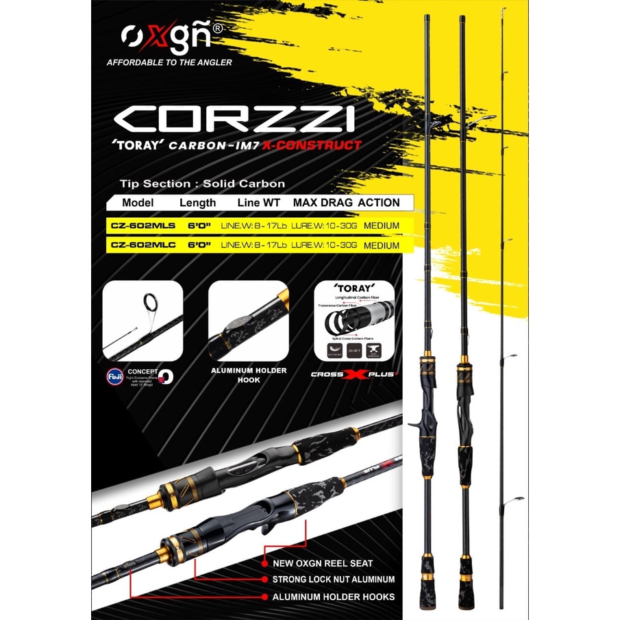 Rod BC / BAITCASTING OXGN CORZZI CT-602MLC / 180cm (Line Test 8-17lbs)