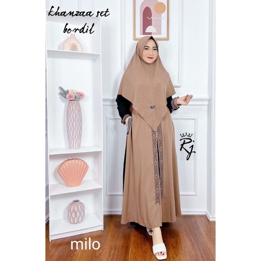 Gamis bordir set Khimar Rianti Adisty Khanzaa RJ M L XL XXL dan GAMIS Nadia Original By Alfaro set syari remaja Itycrepe Premium Set Khimar AL FARO