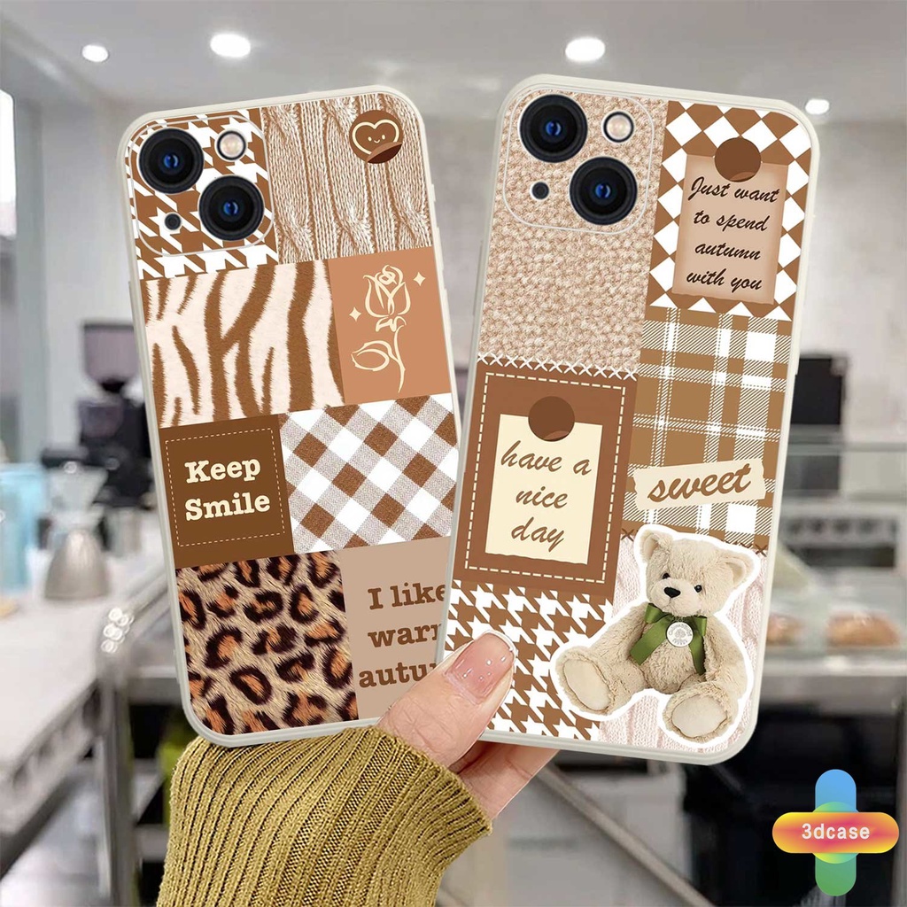 IPHONE Casing Ponsel Jahitan Kotak-Kotak Bunga Retro Pola Houndstooth Kompatibel Untuk For IPhone 7 Plus 11 6 6S 8 Plus XR 11 12 13 PRO MAX 11 12 13 mini X XS MAX Se 2020 6SPlus 7Plus 6Plus 8Plus XSMAX A15 Soft TPU Lensa Anti Jatuh All-inclusive Case