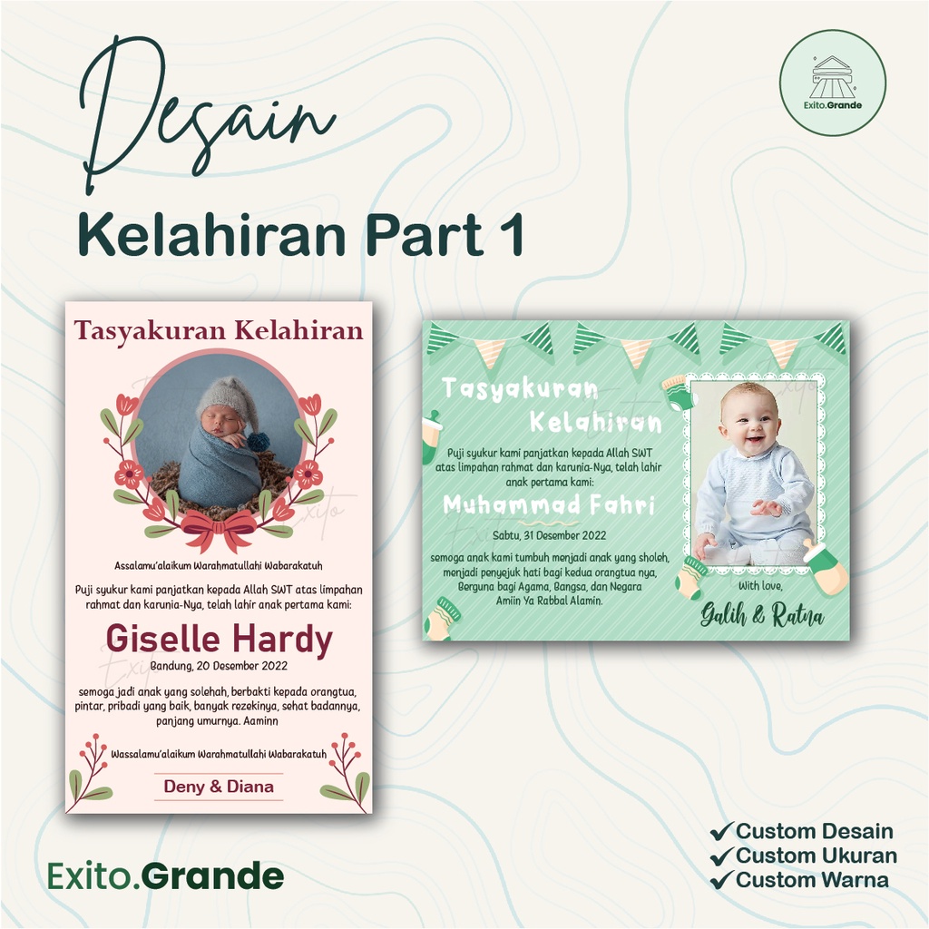 

Stiker dan Kartu Tasyakuran Kelahiran / Aqiqah - Part 1