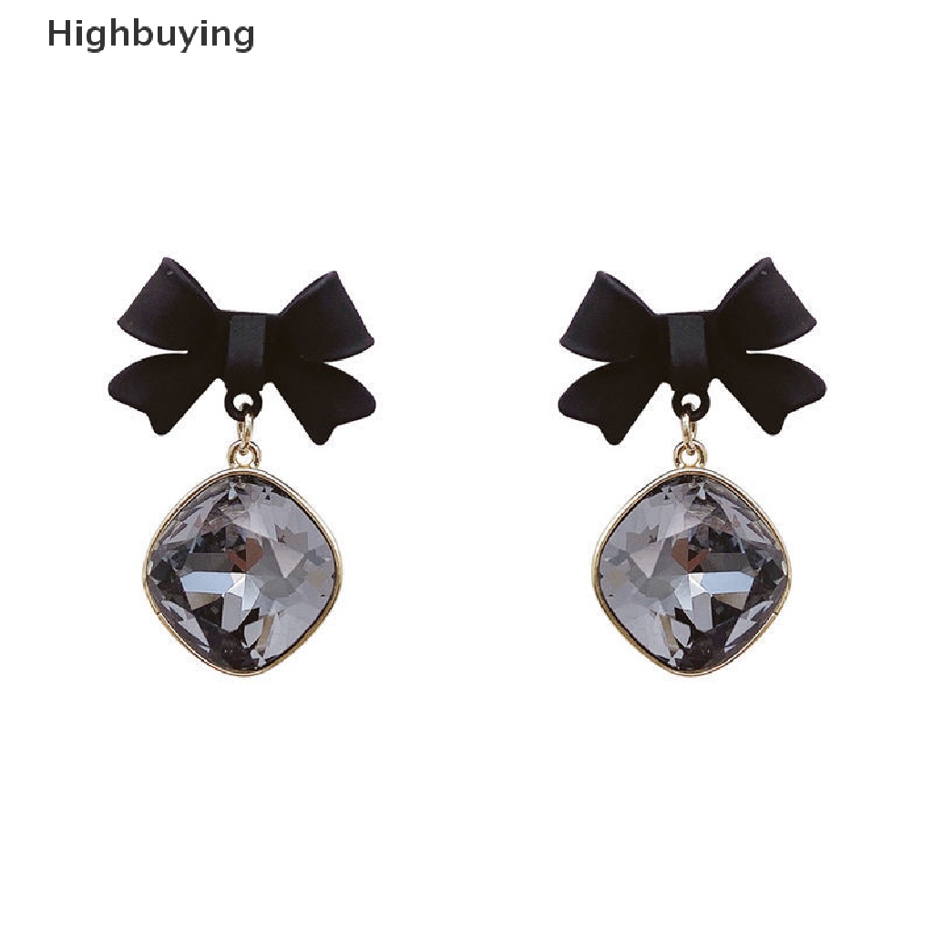 Hbid 1pasang Perhiasan Mystic Hitam Busur Menjuntai Anting Untuk Wanita Statement Square Earrings Pesta Wanita Hadiah Ulang Tahun Pesona Perhiasan Glory