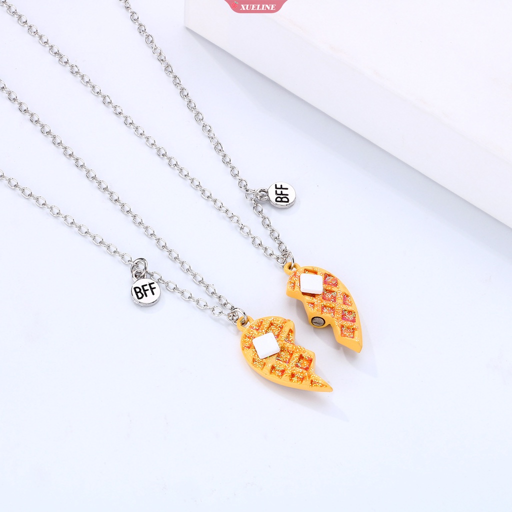 2 Pcs/set peach Berbentuk Hati Taburan Emas cookies Liontin Sahabat zinc alloy Kalung Untuk Anak Anak Perempuan Persahabatan Perhiasan Hadiah [ZXL]