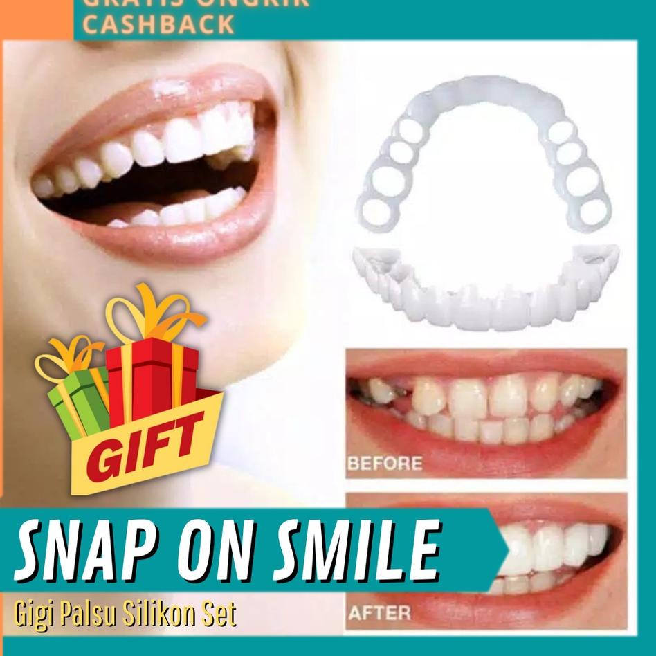 ADE4-2FKA2 Snap On Smile Gigi Palsu 1 Set Atas Bawah - Gigi Palsu Silikon ✤