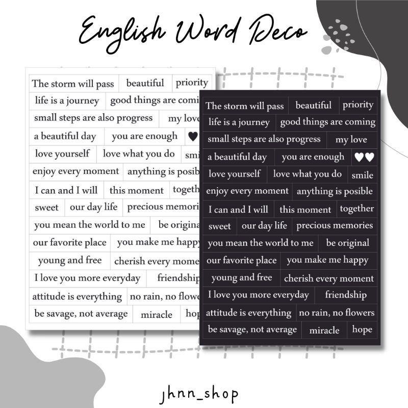 Mini English Word Deco Sticker / Sticker Aesthetic / Stiker Tumblr / Quote Sticker
