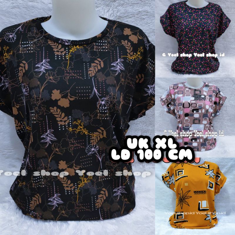 Kaos Atasan Wanita Ukuran XL Lengan pendek motif  printing