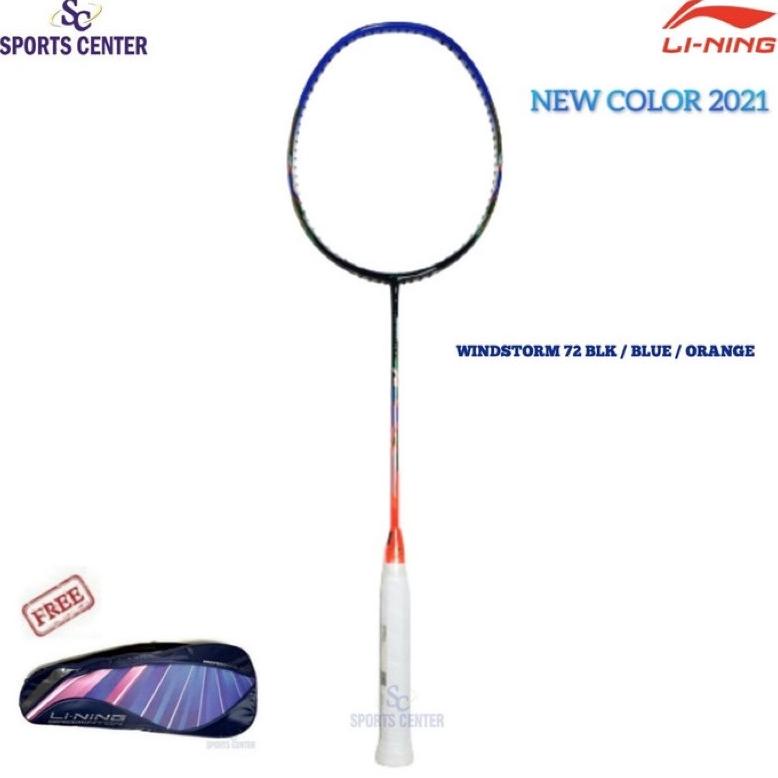 New Color Raket Badminton Lining Windstorm 72 Blk / Blue / Orange