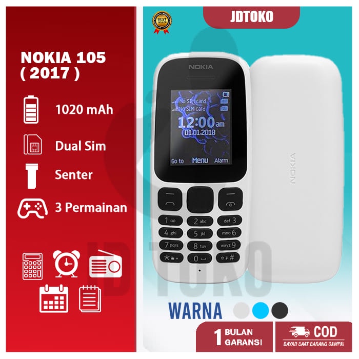 HP NOKIA 105 2017 JADUL DUAL SIM NEW