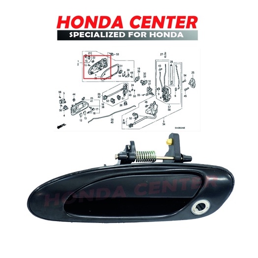 handle handel tarikan gagang pegangan pintu luar depan kiri accord cielo 1994 1995 1996 1997