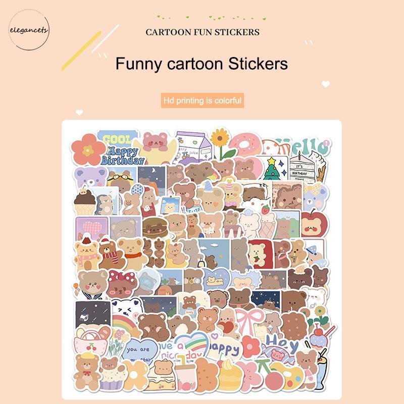 

102Pcs Stiker Graffiti Kartun Beruang Lucu Anti Air Untuk Dekorasi Kopersepeda DIY Stationary E