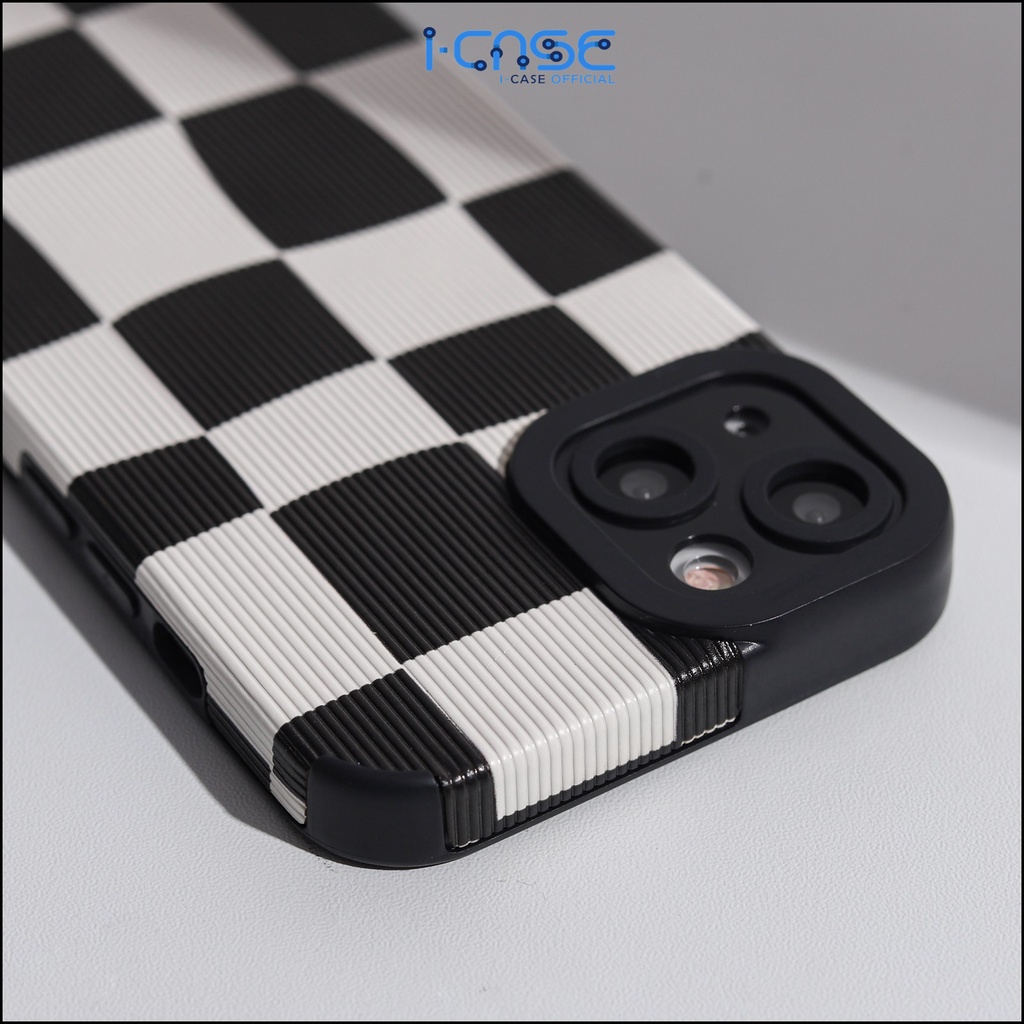 Soft Case Grid Chess Full Lenscover for iPhone 7 8 PLUS XR X XS MAX / 11 Pro Max / 12 Pro Max / 13 Pro Max / 14 PLUS MINI PRO MAX